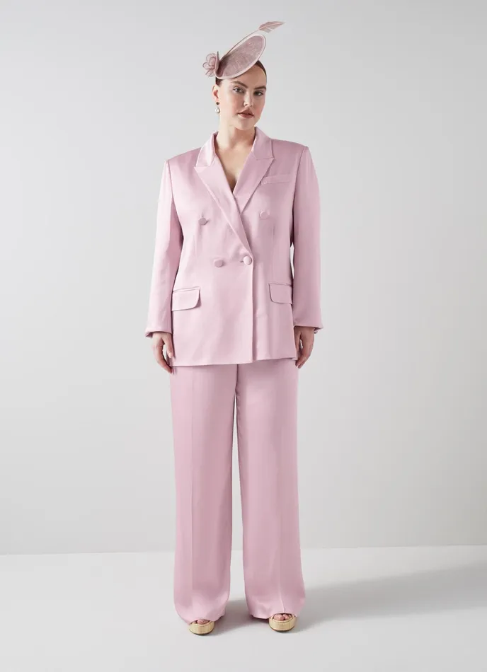 LK Bennett Rose Pink Italian Satin Jacket Women Coats and Jackets
