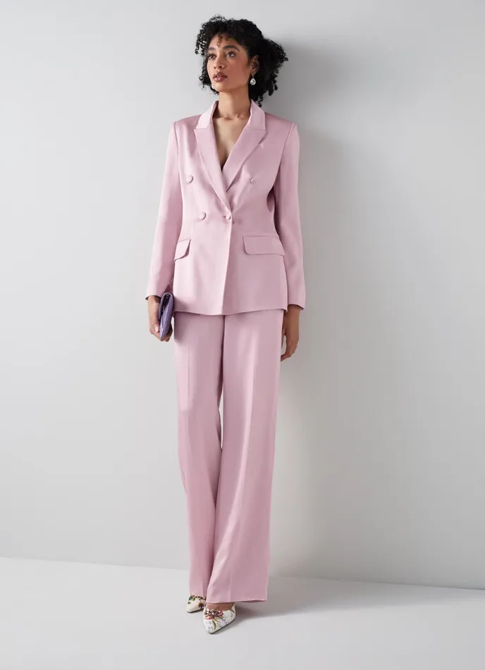 LK Bennett Rose Pink Italian Satin Trousers Women Trousers