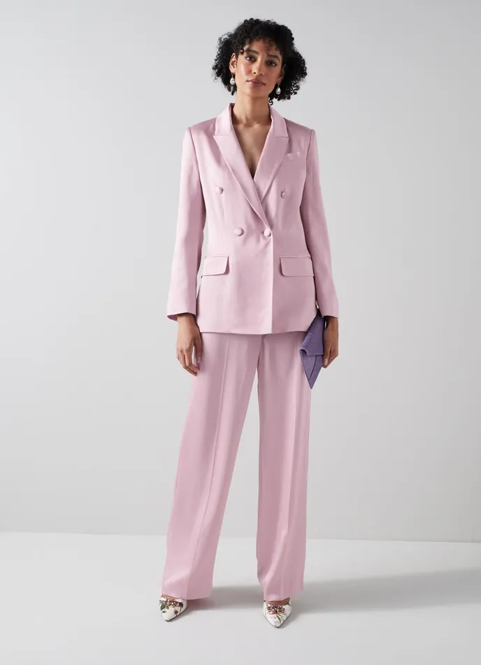LK Bennett Rose Pink Italian Satin Trousers Women Trousers
