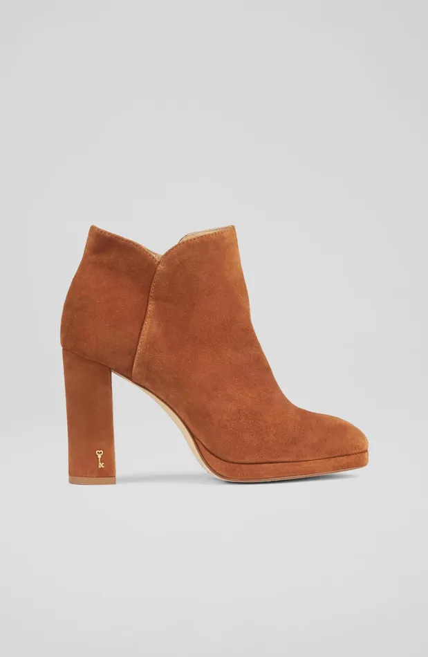 LK Bennett Sierra Tan Suede Platform Ankle Boots Women Boots