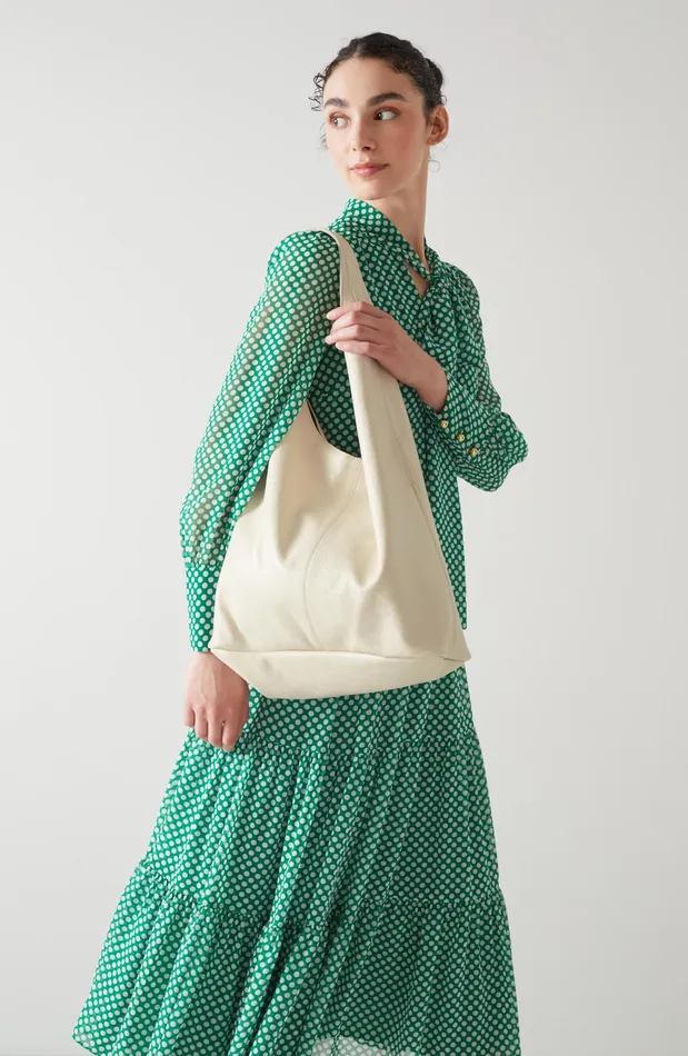LK Bennett Soula Cream Leather Slouchy Shoulder Bag Women Shoulder Bags