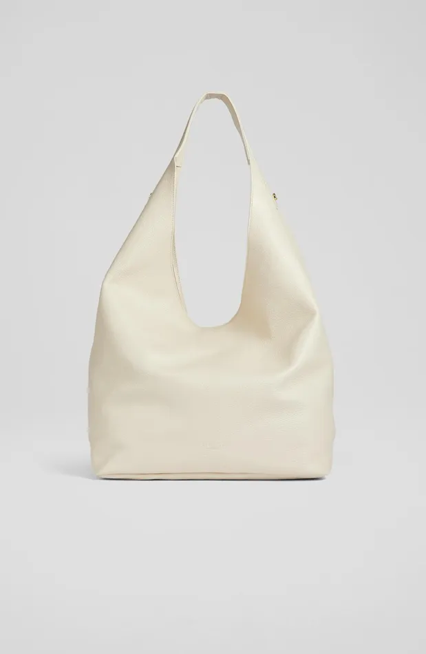 LK Bennett Soula Cream Leather Slouchy Shoulder Bag Women Shoulder Bags