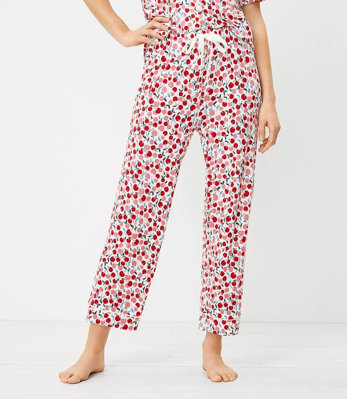 LOFT Cherry Pajama Pants Pure Passionfruit Women Sleepwear