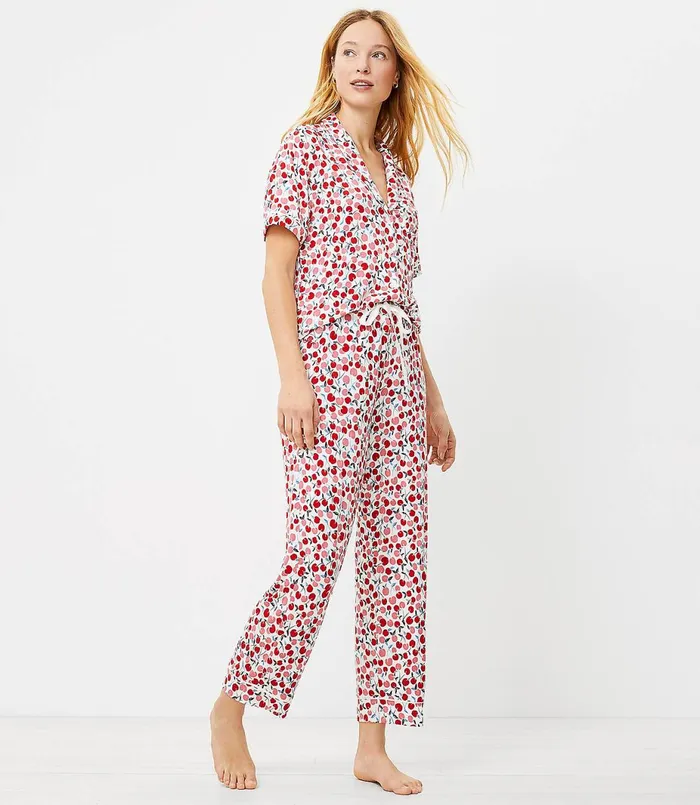 LOFT Cherry Pajama Pants Pure Passionfruit Women Sleepwear