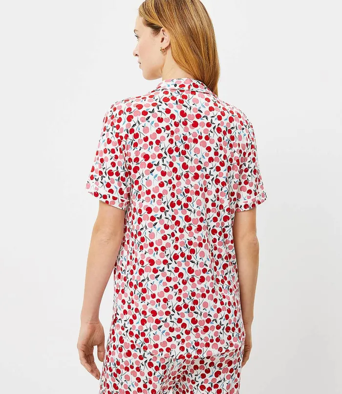 LOFT Cherry Pajama Top Pure Passionfruit Women Sleepwear