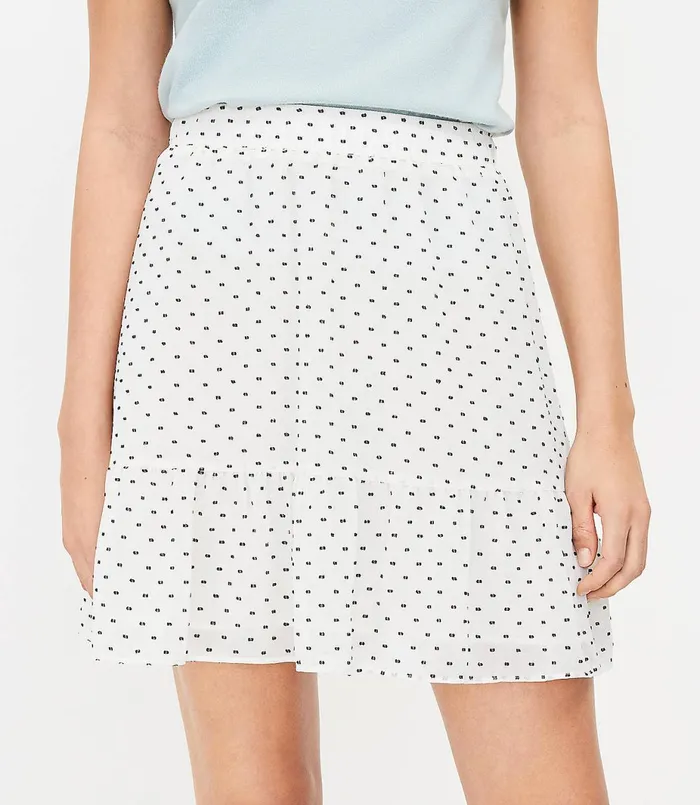 LOFT Clip Dot Flippy Skirt Whisper White Women Skirts
