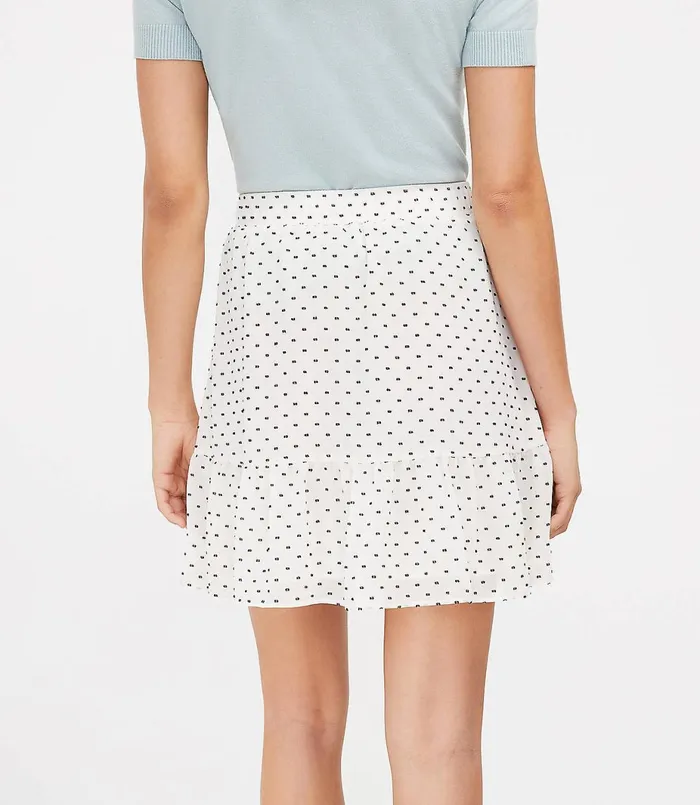 LOFT Clip Dot Flippy Skirt Whisper White Women Skirts