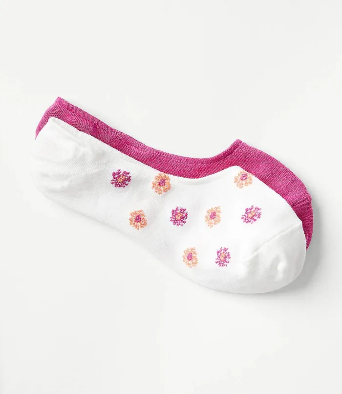 LOFT Floral No Show Sock Set Whisper White Women Socks
