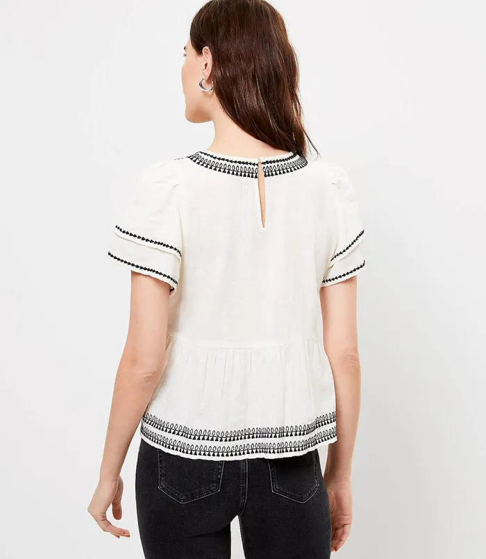 LOFT Flutter Sleeve Peplum Tee Fresh Ivy Women Tops