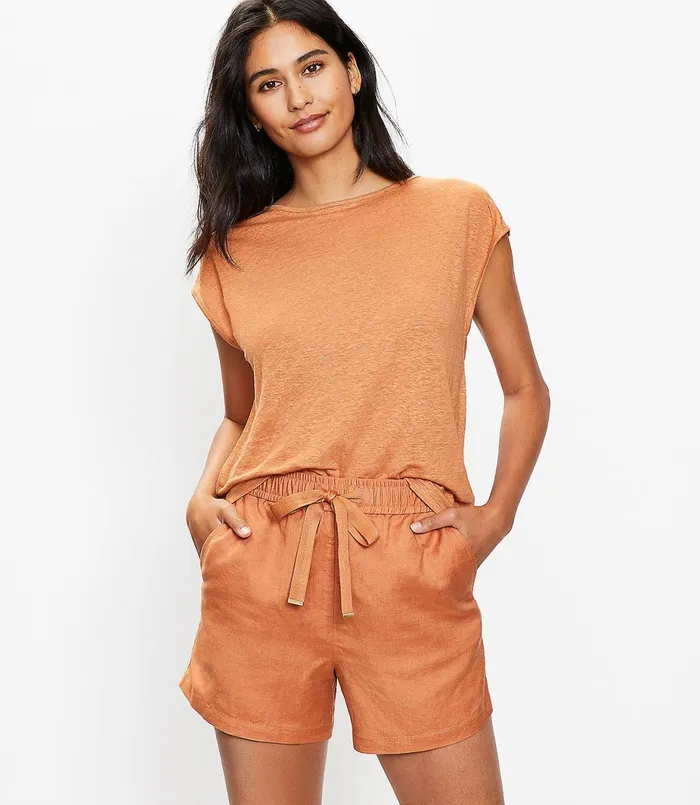 LOFT Linen Dolman Tee Black Women Tees