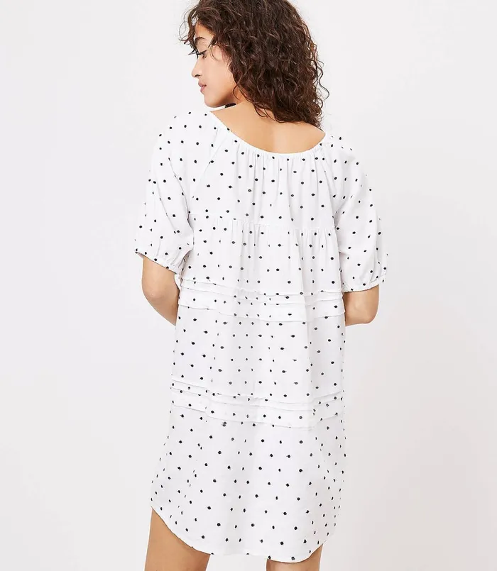 LOFT LOFT Beach Dotted Tiered Swing Dress Whisper White Women Swim and Beach