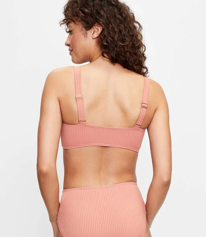 LOFT LOFT Beach Ribbed VBar Bikini Top Rose Dusk Women Swim and Beach