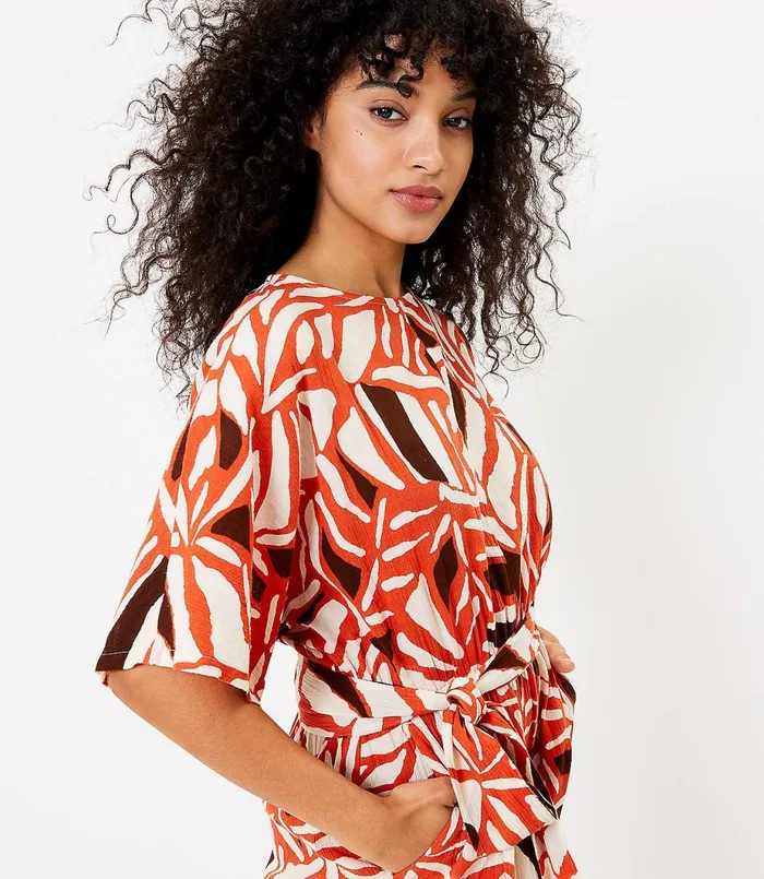 LOFT LOFT Beach Tie Back Dolman Jumpsuit Atomic Orange Women Jumpsuits and Rompers