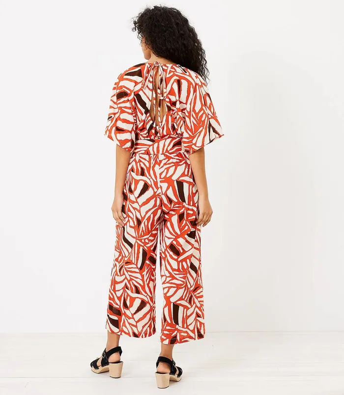 LOFT LOFT Beach Tie Back Dolman Jumpsuit Atomic Orange Women Jumpsuits and Rompers