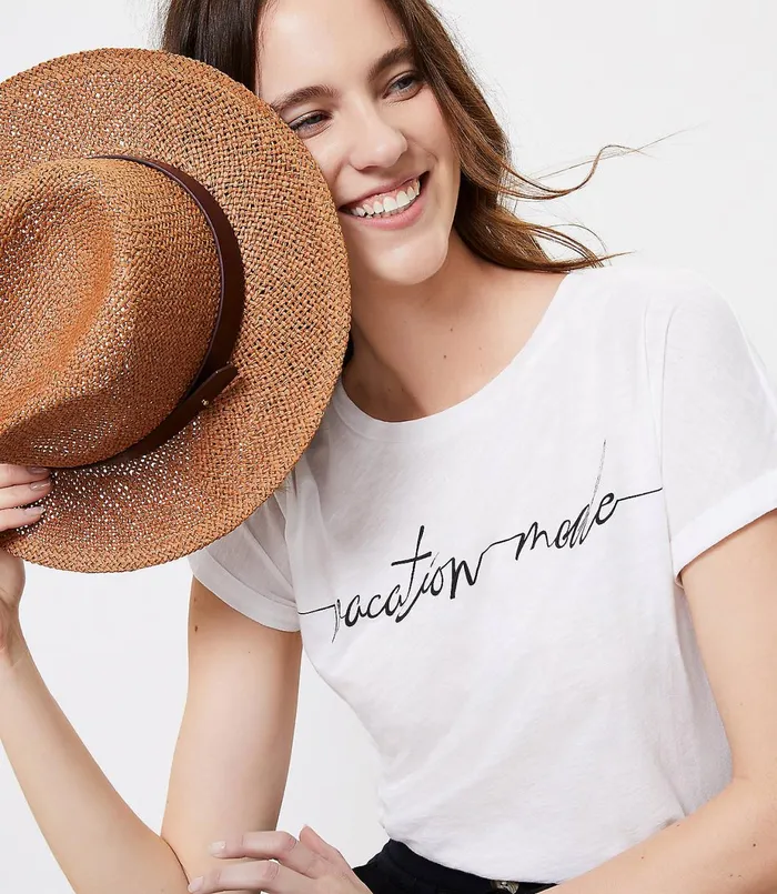 LOFT LOFT Beach Vacay Mode Tee White Women Swim and Beach