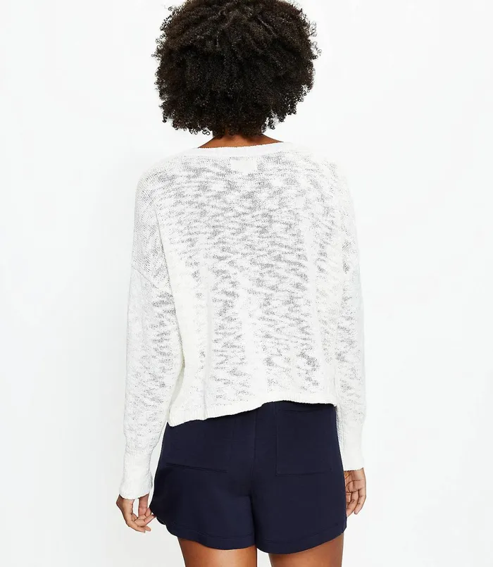LOFT Lou and Grey Palm Tree Sweater Whisper White Women Loungewear