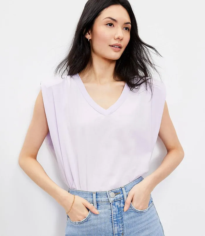 LOFT Oversized VNeck Muscle Tee Fresh Lilac Women Loungewear