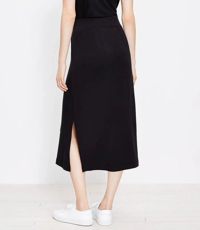 LOFT Petite Lou and Grey Signature Softblend Pocket Midi Skirt Black Women Petite Skirts
