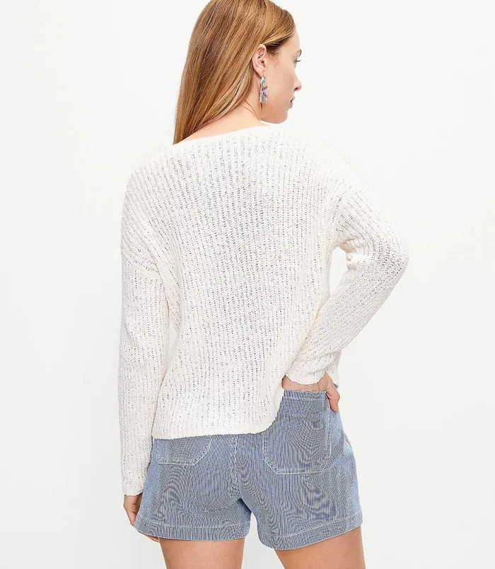 LOFT Petite Slouchy VNeck Sweater Whisper White Women Petite Sweaters