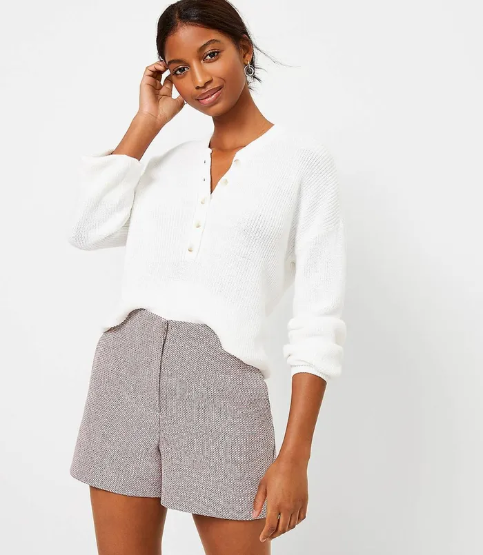 LOFT Petite Structured Shorts In Tweed Pink Multi Women Petite Shorts