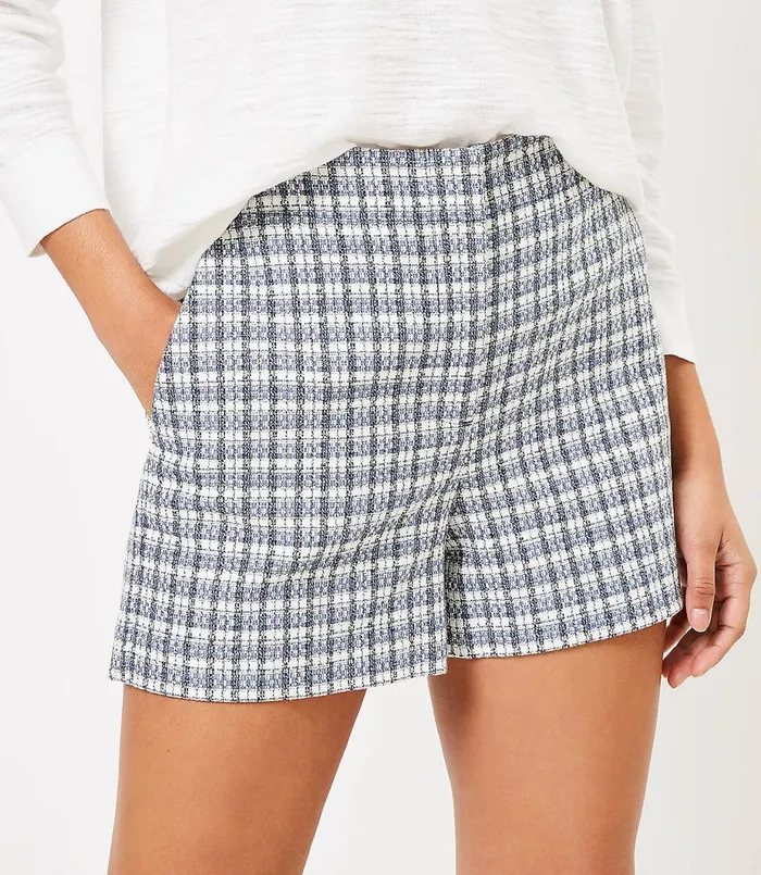 LOFT Structured Shorts In Tweed Blue Multi Women Shorts