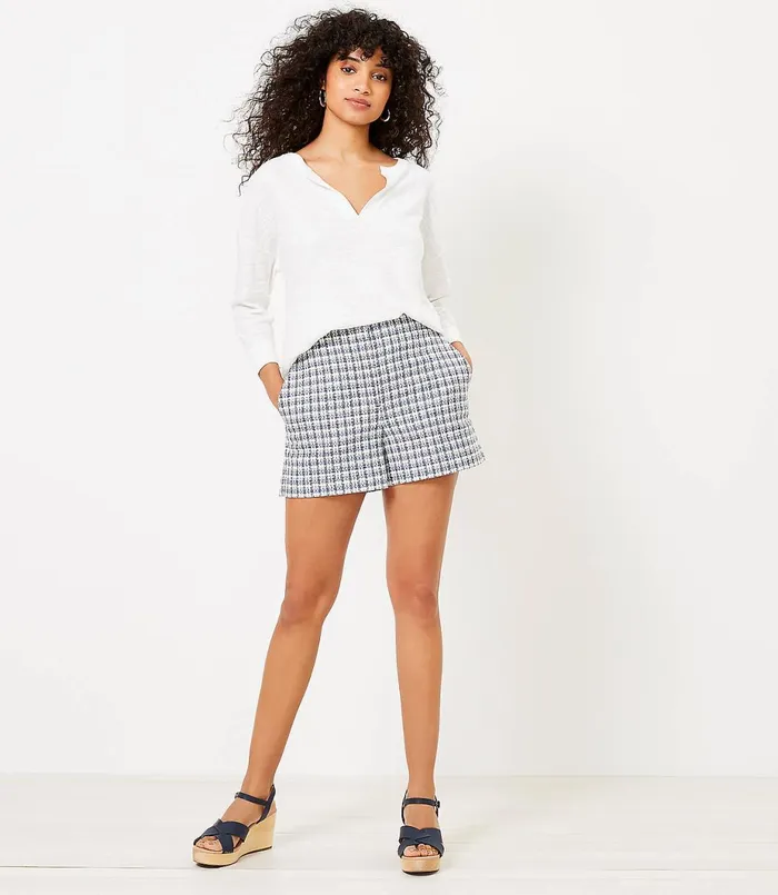 LOFT Structured Shorts In Tweed Blue Multi Women Shorts