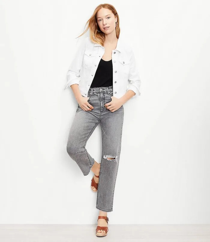 LOFT The 90s Straight Jean In Authentic Light Grey Wash Authentic Light Grey Wash Women Jeans