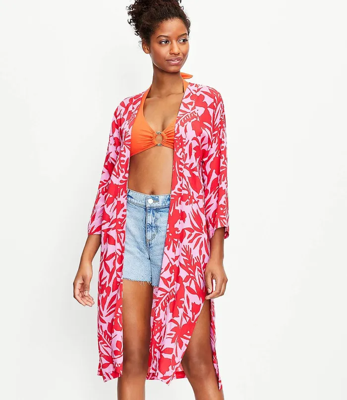 LOFT Tropic Duster Bright Cherry Women Wraps and Scarves