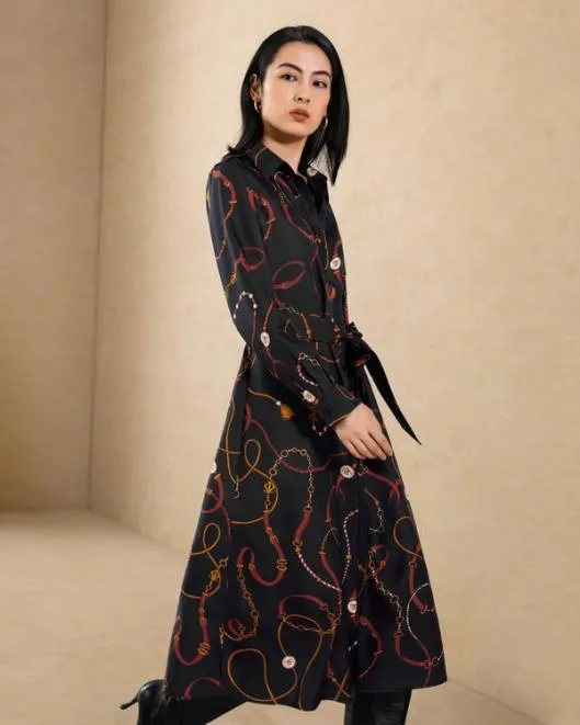 Louisville Print Trench Dress Women Jumpsuits Lilysilk Outerwear