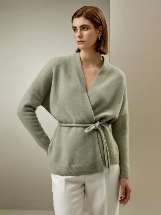 Lounge Cashmere Wrap Cardigan Women Lilysilk Knitwear