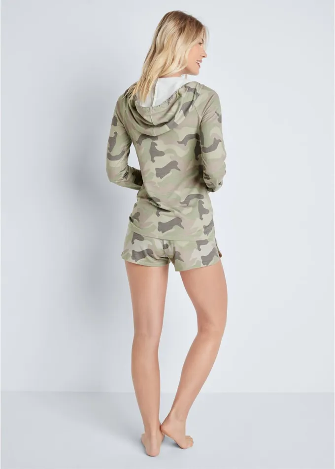 LOUNGE HOODIE SHORTS SET Green Multi Women VENUS Shorts