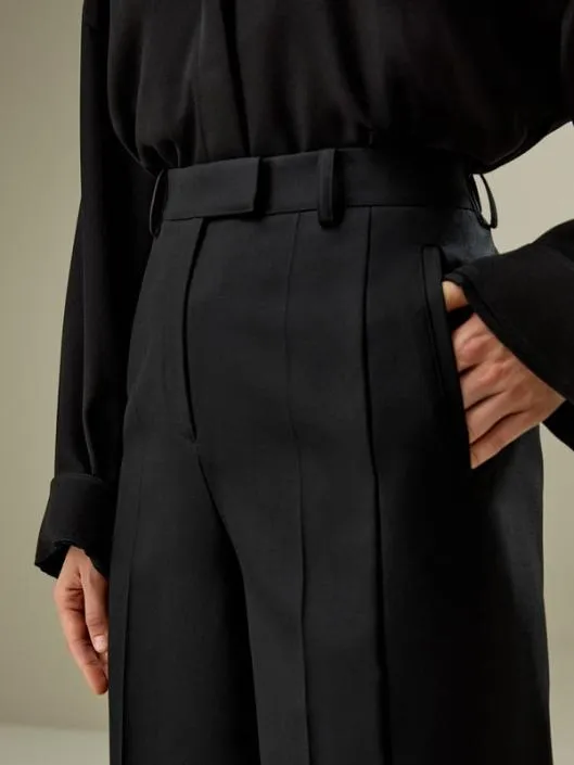 Machine Washable Wool Silk Blend Straight Leg Pants Women Lilysilk Bottoms