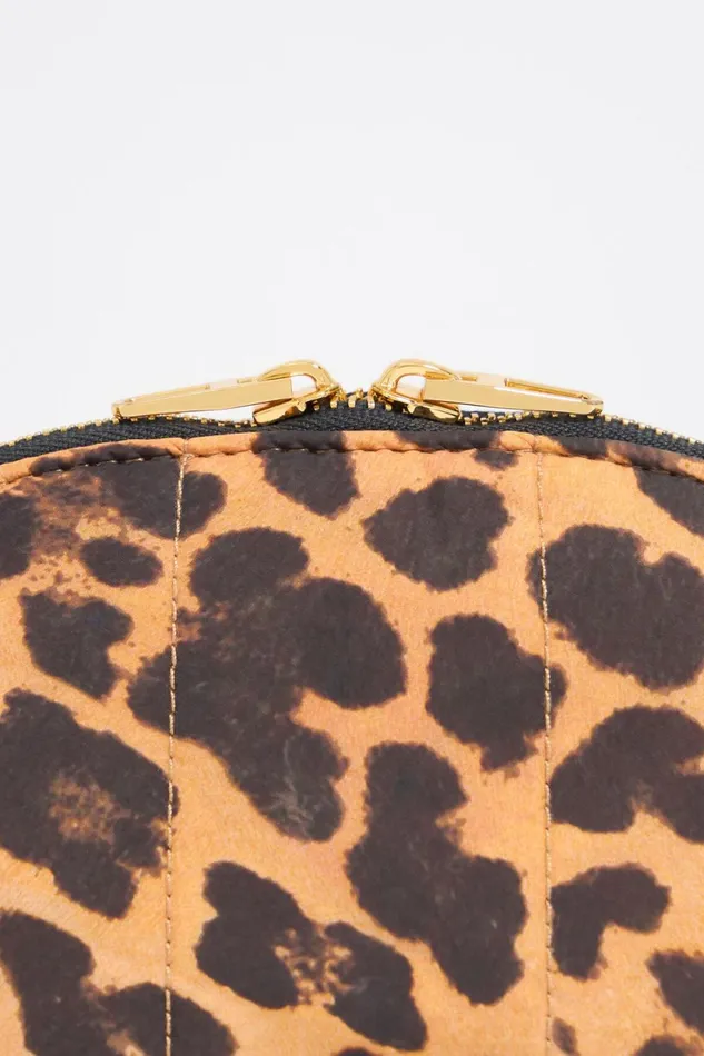 Medium Leopard Nylon Halfmoon Makeup Case Leopard Natural Women Bimba Y Lola Vanity Pouches