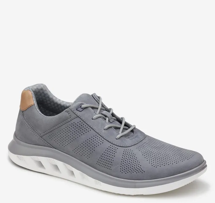 Men Activate UThroat Gray Nubuck JohnstonandMurphy LaceUps