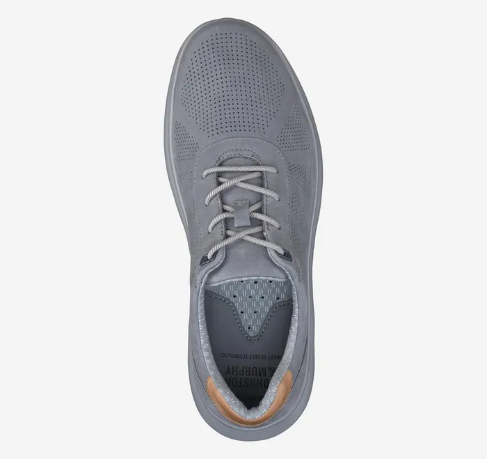 Men Activate UThroat Gray Nubuck JohnstonandMurphy LaceUps