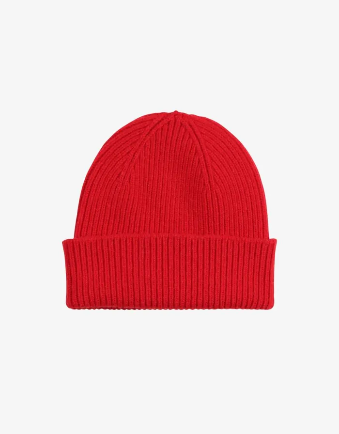 Men Beanies Colorful Standard Merino Wool Beanie Scarlet Red