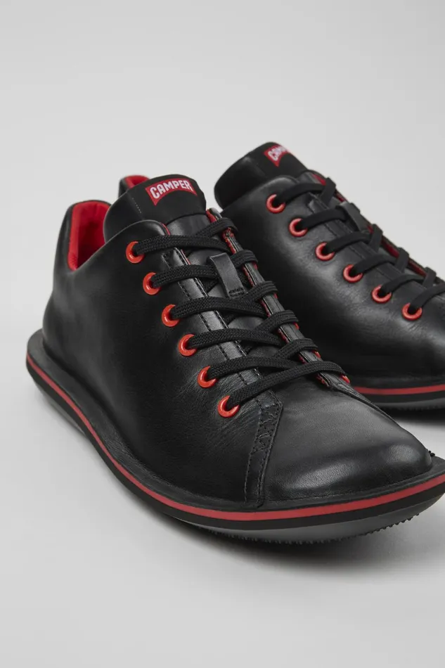 Men Beetle Black Leather Shoe Camper Casual Shoes
