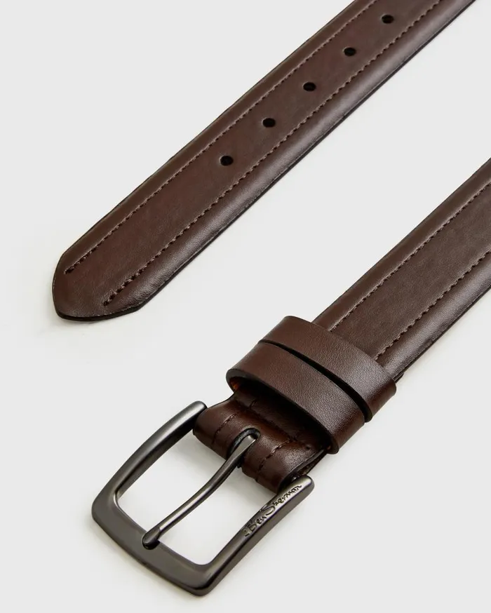 Men Ben Sherman Belts Vegan Leather Belt 8211 Brown