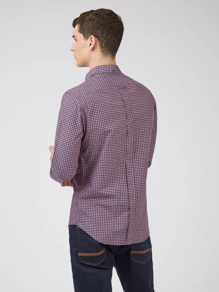 Men Ben Sherman Heritage Check Shirts Signature LongSleeve Gingham Shirt 8211 Violet