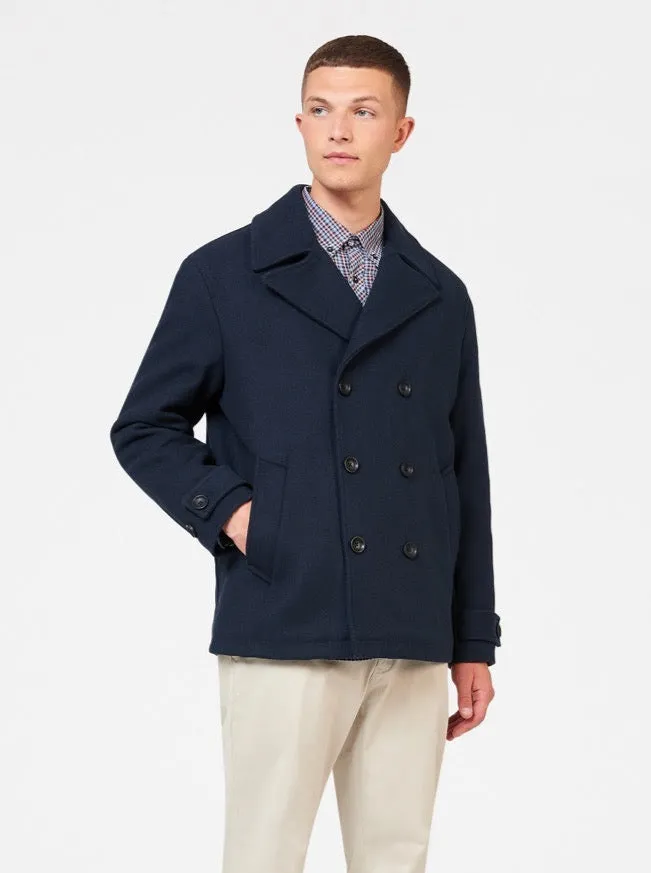 Men Ben Sherman Jackets and Outerwear Classic Wool Blend Midnight Peacoat