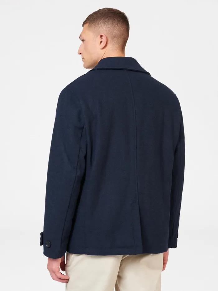 Men Ben Sherman Jackets and Outerwear Classic Wool Blend Midnight Peacoat