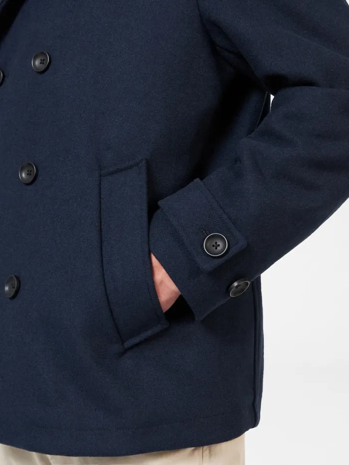 Men Ben Sherman Jackets and Outerwear Classic Wool Blend Midnight Peacoat