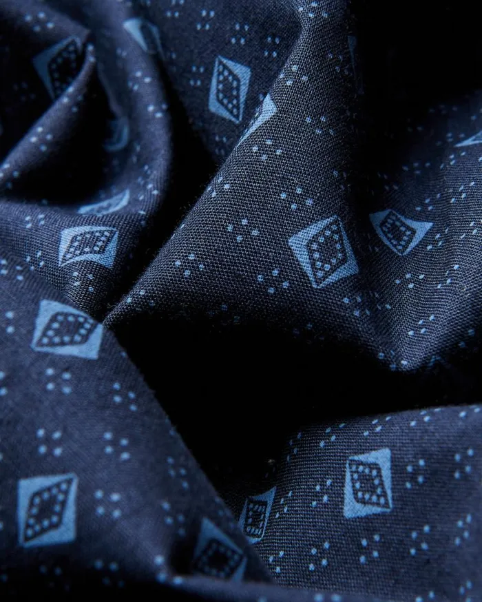 Men Ben Sherman Long Sleeve Shirts Signature Geo Print Shirt 8211 Midnight