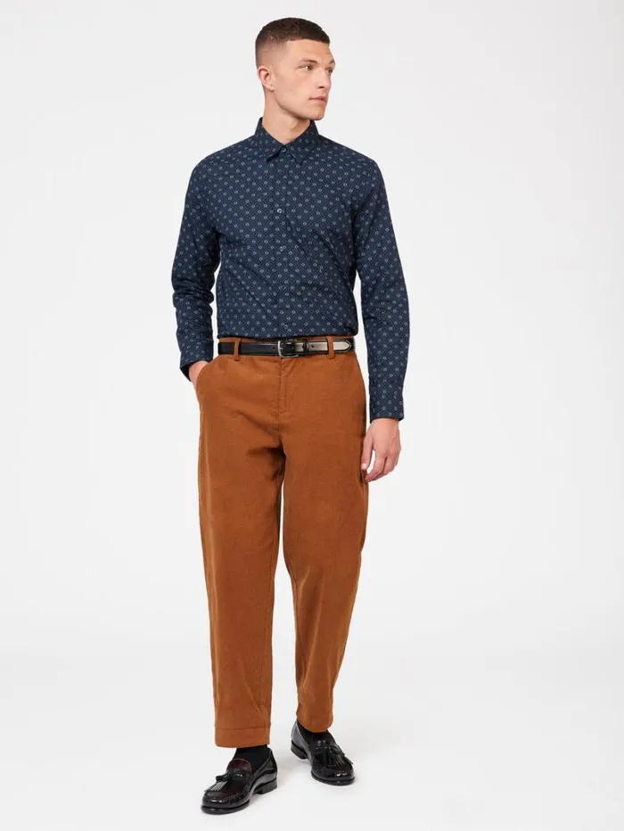 Men Ben Sherman Long Sleeve Shirts Signature Geo Print Shirt 8211 Midnight
