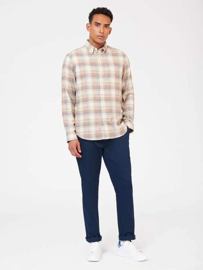 Men Ben Sherman Long Sleeve Shirts Twisted Yarn Check Shirt 8211 Sand Men Ben Sherman Long Sleeve Shirts Twisted Yarn Check Shirt 8211 Sand