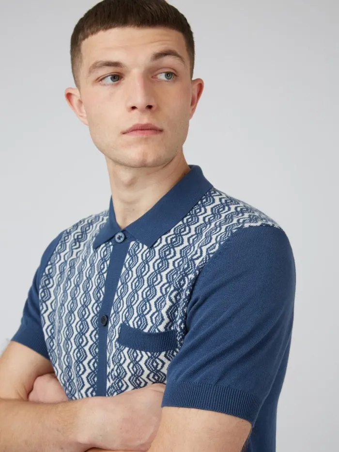 Men Ben Sherman Mod Knit Polos Geo Knit Polo Sweater Polo Blue Polo Shirt Men Ben Sherman Mod Knit Polos Geo Knit Polo Sweater Polo Blue Polo Shirt