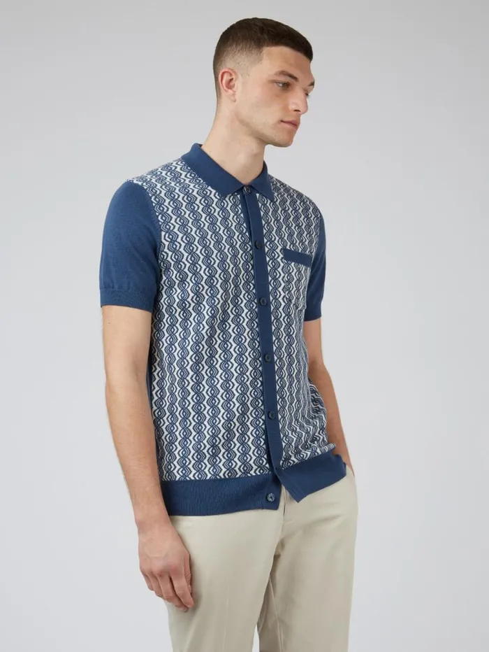 Men Ben Sherman Mod Knit Polos Geo Knit Polo Sweater Polo Blue Polo Shirt Men Ben Sherman Mod Knit Polos Geo Knit Polo Sweater Polo Blue Polo Shirt
