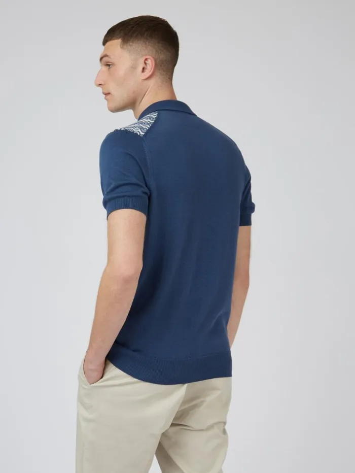 Men Ben Sherman Mod Knit Polos Geo Knit Polo Sweater Polo Blue Polo Shirt Men Ben Sherman Mod Knit Polos Geo Knit Polo Sweater Polo Blue Polo Shirt