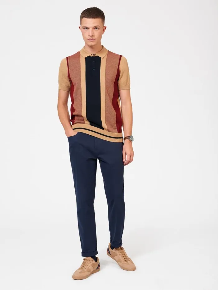 Men Ben Sherman Mod Knit Polos Vertical Stripe Knit Polo 8211 Stone Men Ben Sherman Mod Knit Polos Vertical Stripe Knit Polo 8211 Stone