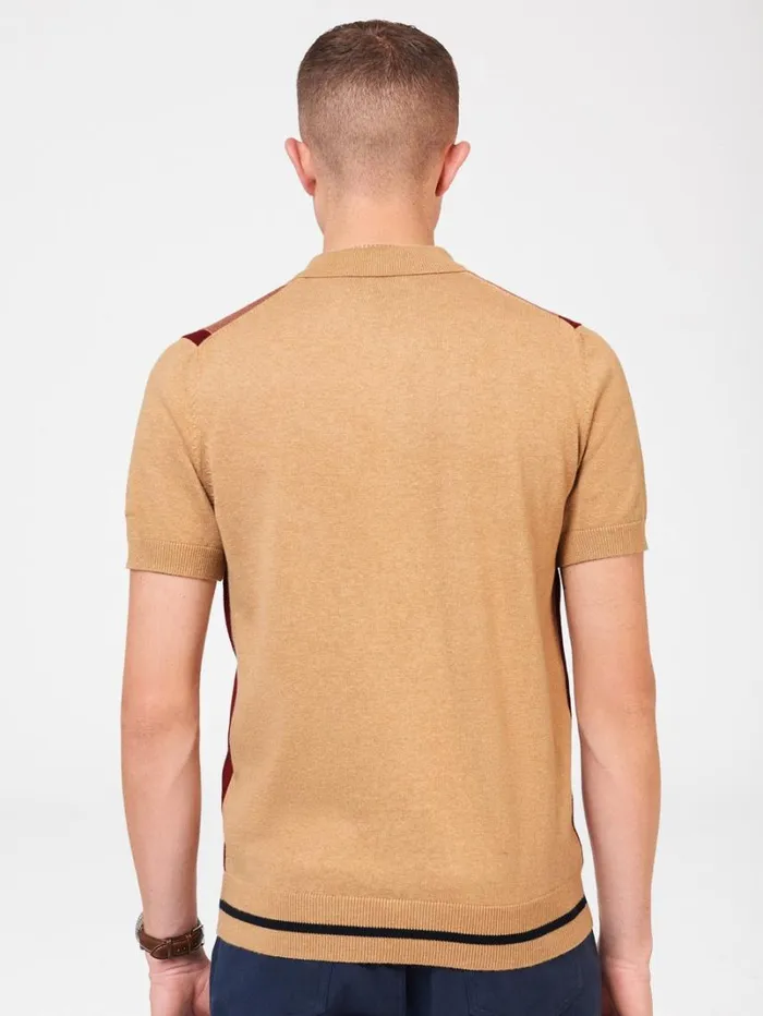 Men Ben Sherman Mod Knit Polos Vertical Stripe Knit Polo 8211 Stone Men Ben Sherman Mod Knit Polos Vertical Stripe Knit Polo 8211 Stone
